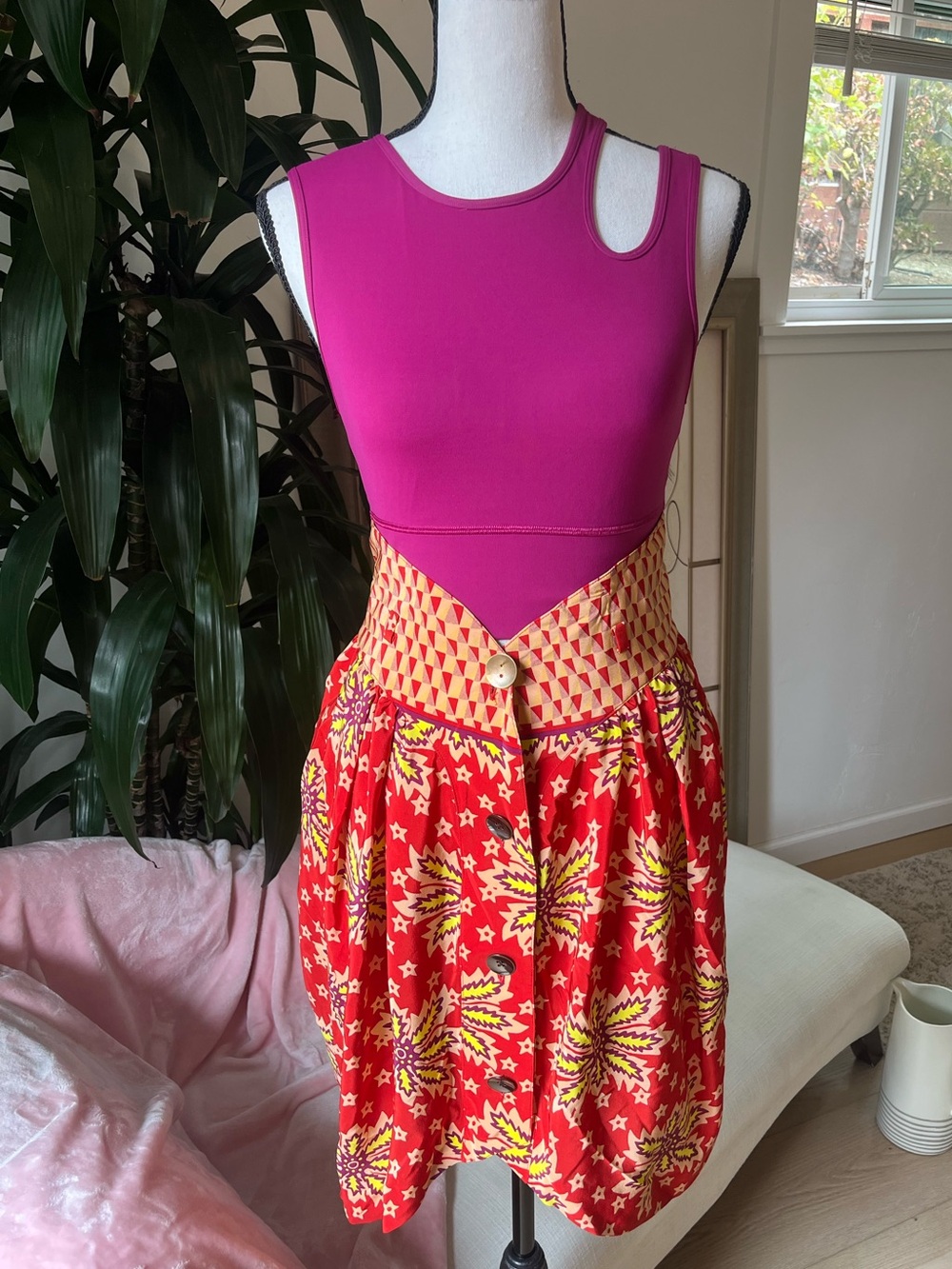 SUNO Sustainable Luxury Women's Skirt Size 4 / Small Red Button Pockets Unique - Picture 3 of 16